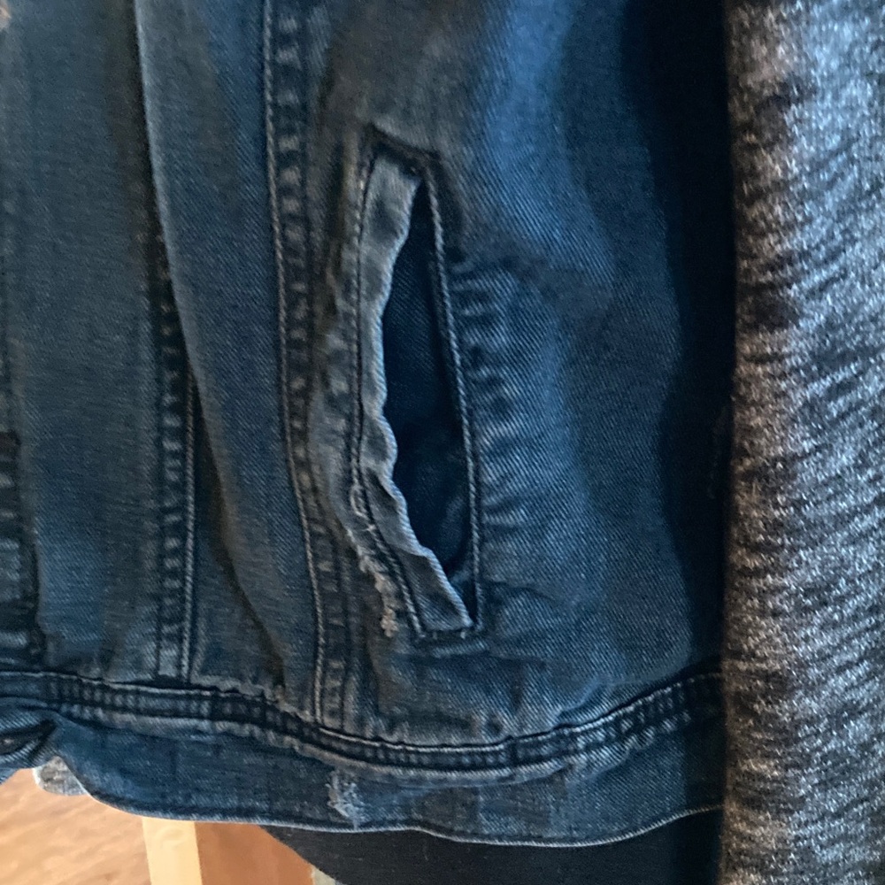 Free People Boho Grunge Hooded Denim Sweatshirt Streetwear Jacket - Picture 11 of 13